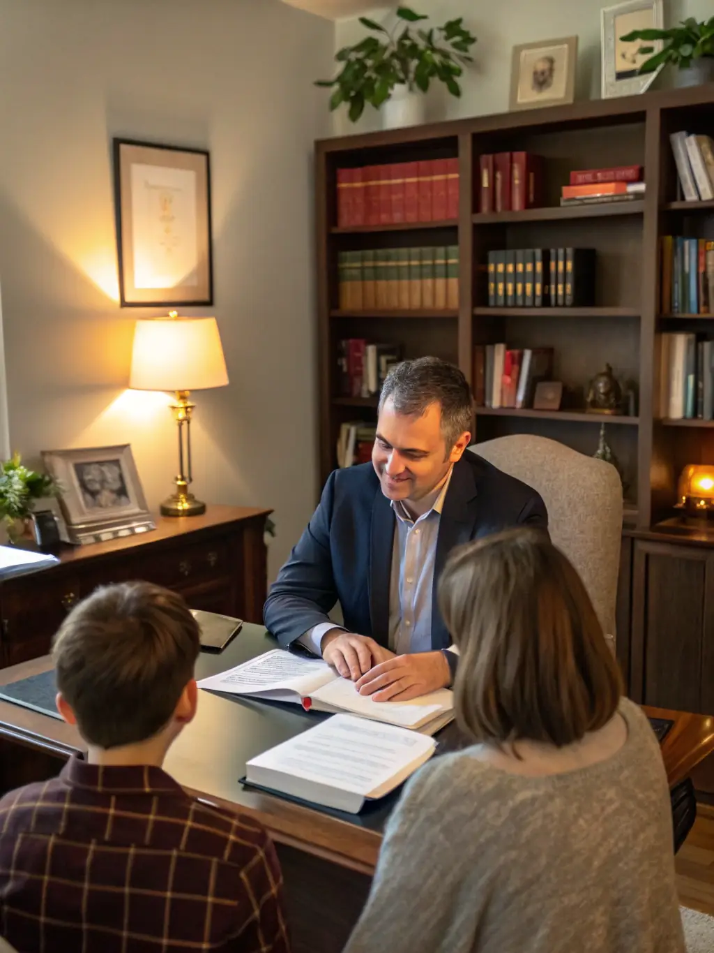 A family law attorney consulting with a client, discussing the specifics of their QDRO case and providing personalized legal advice.