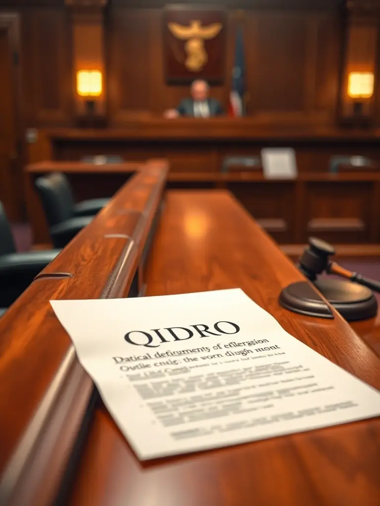 A professionally drafted QDRO document on a desk, symbolizing meticulous QDRO preparation services offered by QDRO Central.