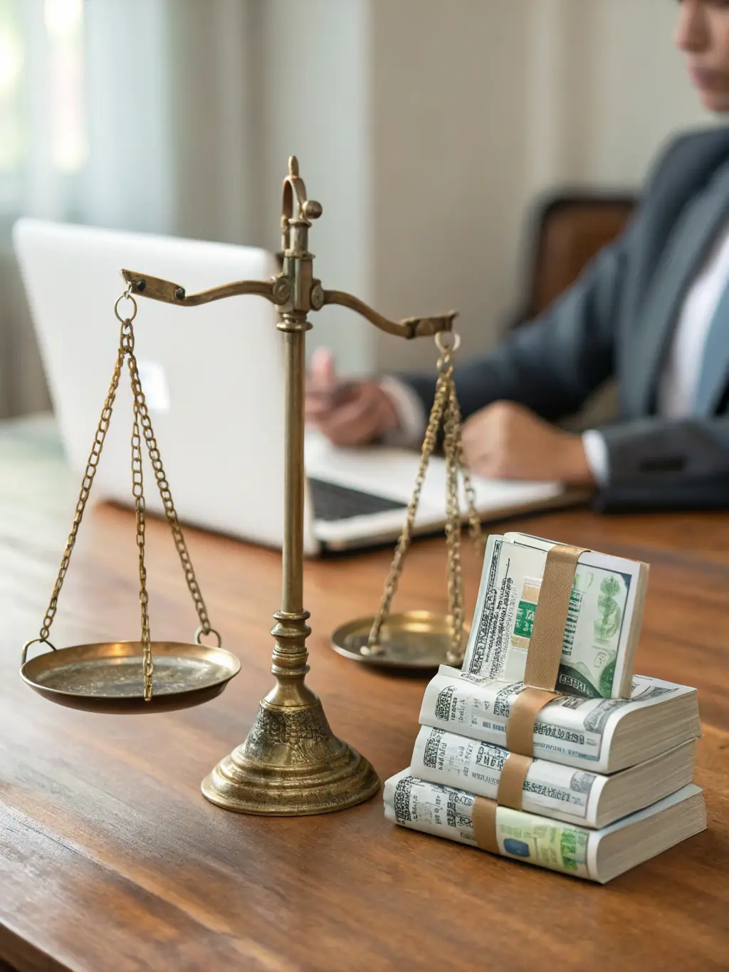 A balanced scale with retirement assets on each side, representing fair and equitable division through QDRO services at QDRO Central.