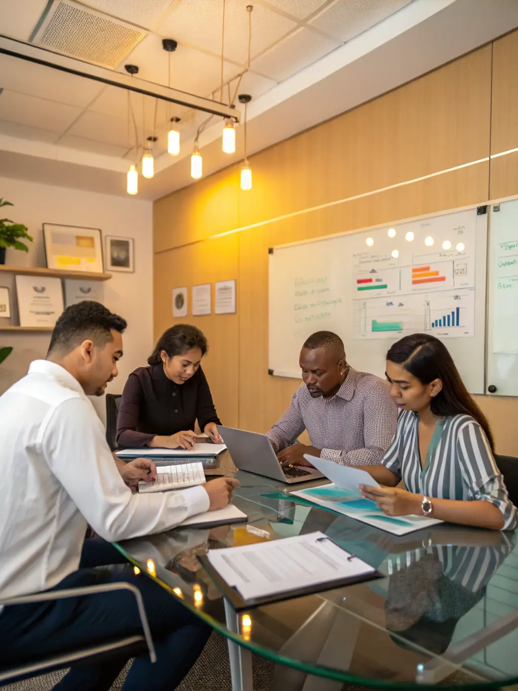 A professional photograph of a diverse group of employees in a modern office setting, representing ERISA-based retirement plans, with a subtle overlay of financial charts.